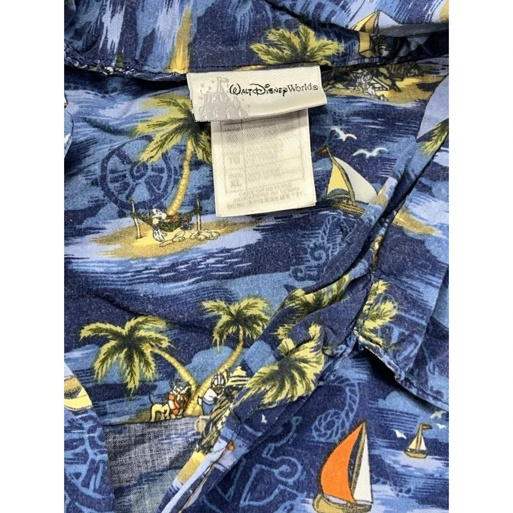Vintage Walt Disney World Hawaiian Shirt‎ Size XL Blue Mickey Mouse